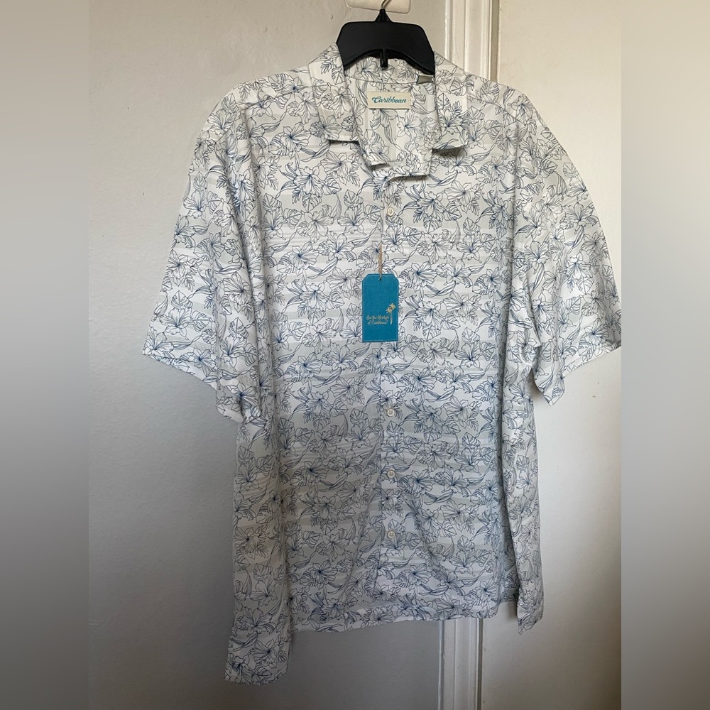 NWT Caribbean Men's XL relaxed coral Hawaiian Shirt